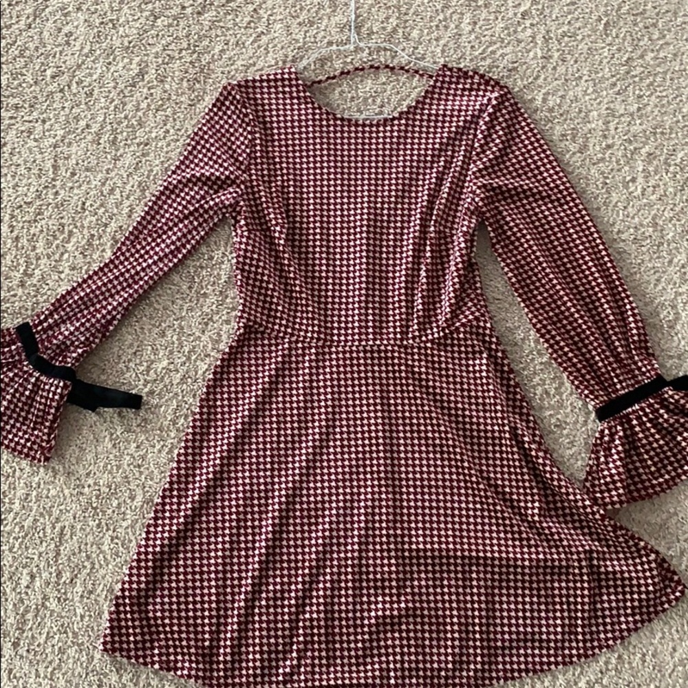 Red and white holiday long sleeve dress